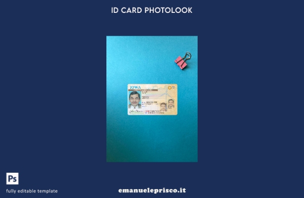 modello frontale photolook per carta d'identità USA Iowa in stile verificato